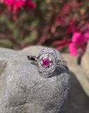 18ct white gold ruby and diamond antique Deco ring