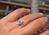 18ct white gold ruby and diamond antique Deco ring