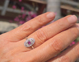 18ct white gold ruby and diamond antique Deco ring