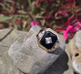10k gold onyx and diamond vintage ring
