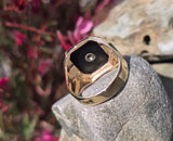 10k gold onyx and diamond vintage ring