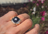 10k gold onyx and diamond vintage ring