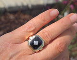 10k gold onyx and diamond vintage ring