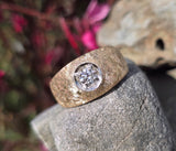 14k gold Euro cut diamond estate band ring