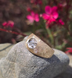 14k gold Euro cut diamond estate band ring