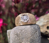 14k gold Euro cut diamond estate band ring