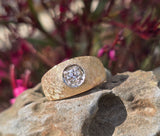 14k gold Euro cut diamond estate band ring