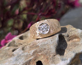 14k gold Euro cut diamond estate band ring