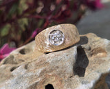 14k gold Euro cut diamond estate band ring