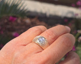 14k gold Euro cut diamond estate band ring