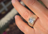 14k gold Euro cut diamond estate band ring