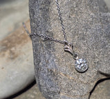 platinum European cut diamond bezel estate pendant necklace