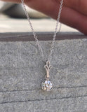 platinum European cut diamond bezel estate pendant necklace