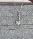 platinum European cut diamond bezel estate pendant necklace
