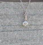 platinum European cut diamond bezel estate pendant necklace