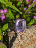 14k two-one gold c.1920's filigree Art Deco amethyst & seed pearl antique ring