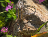 14k two-one gold c.1920's filigree Art Deco amethyst & seed pearl antique ring