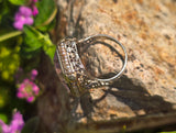 14k two-one gold c.1920's filigree Art Deco amethyst & seed pearl antique ring