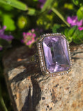 14k two-one gold c.1920's filigree Art Deco amethyst & seed pearl antique ring