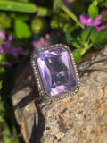 14k two-one gold c.1920's filigree Art Deco amethyst & seed pearl antique ring