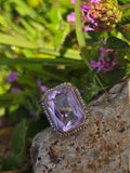 14k two-one gold c.1920's filigree Art Deco amethyst & seed pearl antique ring