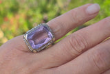 14k two-one gold c.1920's filigree Art Deco amethyst & seed pearl antique ring