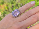 14k two-one gold c.1920's filigree Art Deco amethyst & seed pearl antique ring