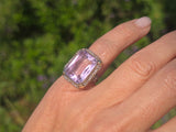 14k two-one gold c.1920's filigree Art Deco amethyst & seed pearl antique ring