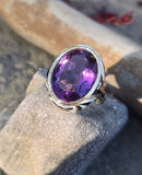 14k gold Art Deco amethyst & enamel antique ring