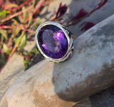 14k gold Art Deco amethyst & enamel antique ring