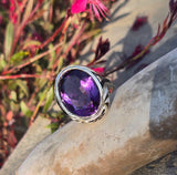 14k gold Art Deco amethyst & enamel antique ring