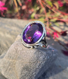 14k gold Art Deco amethyst & enamel antique ring