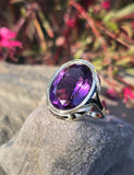 14k gold Art Deco amethyst & enamel antique ring