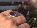 14k gold Art Deco amethyst & enamel antique ring