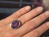 14k gold Art Deco amethyst & enamel antique ring