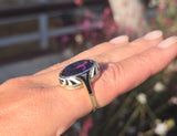 14k gold Art Deco amethyst & enamel antique ring