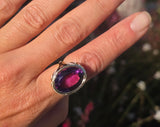 14k gold Art Deco amethyst & enamel antique ring