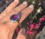 14k gold Art Deco amethyst & enamel antique ring