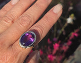 14k gold Art Deco amethyst & enamel antique ring