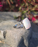 14k white gold filigree c.1920's opal ring