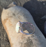 14k white gold filigree c.1920's opal ring