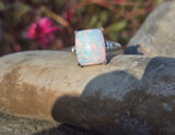 14k white gold filigree c.1920's opal ring