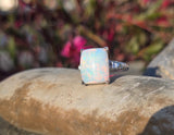 14k white gold filigree c.1920's opal ring