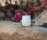 14k white gold filigree c.1920's opal ring