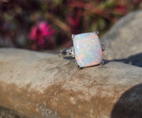 14k white gold filigree c.1920's opal ring