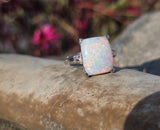 14k white gold filigree c.1920's opal ring