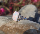 14k white gold filigree c.1920's opal ring