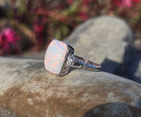 14k white gold filigree c.1920's opal ring
