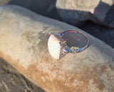 14k white gold filigree c.1920's opal ring