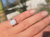 14k white gold filigree c.1920's opal ring